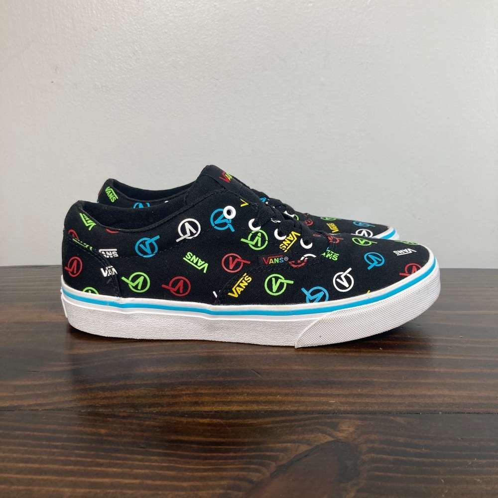 Vans Era Authentic Logo Print Multicolor Black Low Top Athletic Sneakers Youth 5